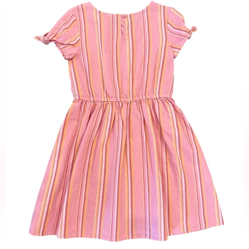 NWT Gap Kids Striped Dress Pink Short Sleeve Size Medium 8 Elastic Waist